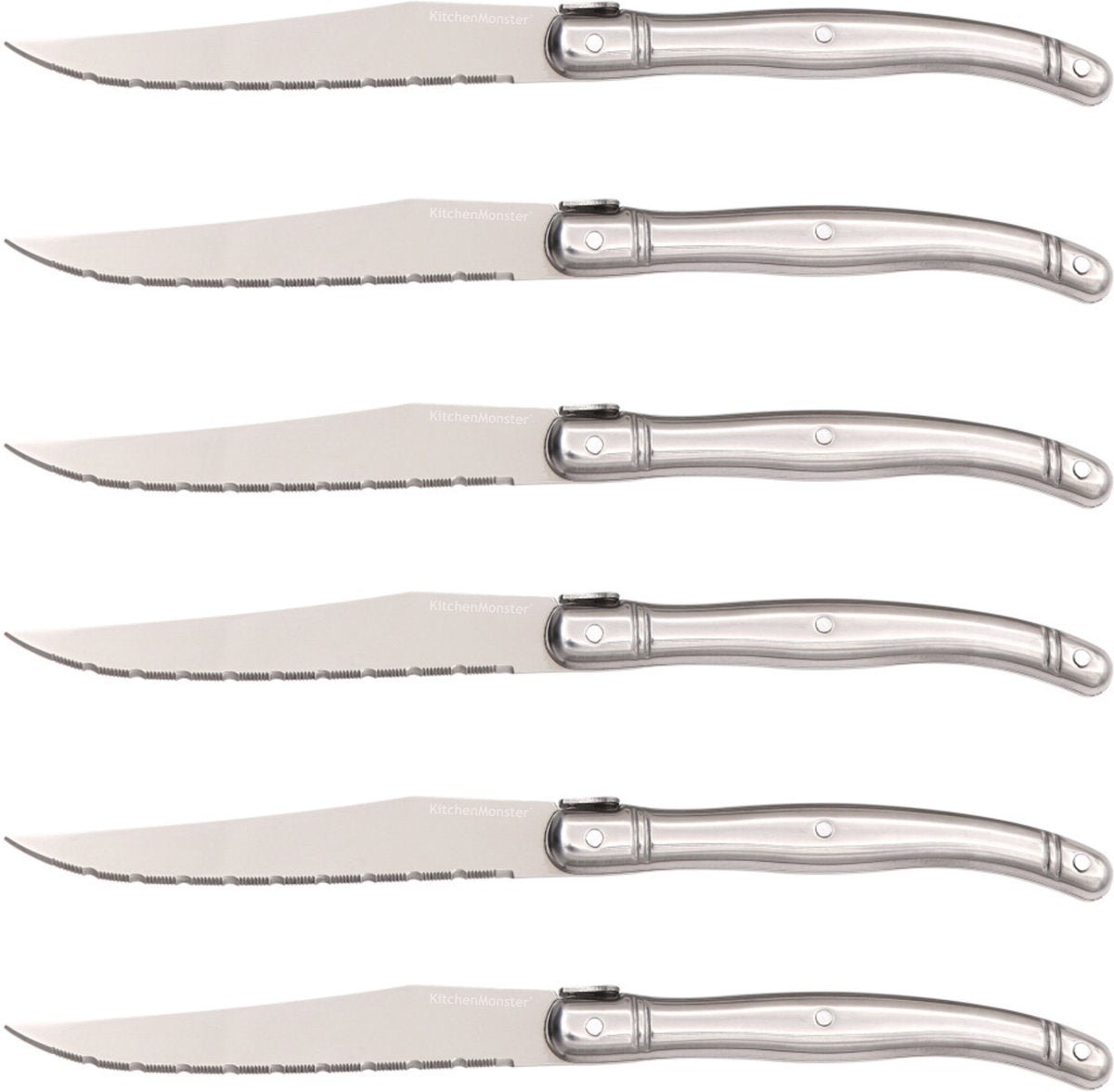 KitchenMonster® Steakmessen set van 6 - Zilver