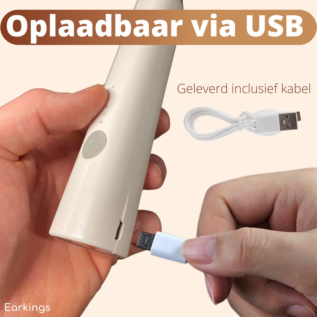 Premium Melkopschuimer Oplaadbaar met Meegeleverde USB Kabel - Inclusief 2 Opzetstukken - wit