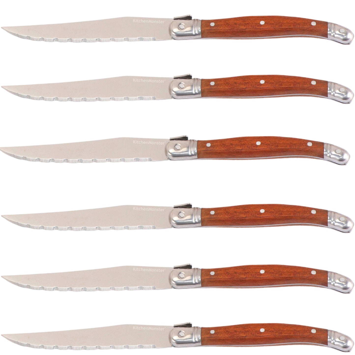 KitchenMonster® Steakmessen set van 6 - Rozenhout